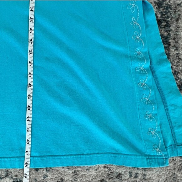 J EEVAN Life Wear Women’s SZ XL Turquoise Metallic Floral Embroidered Long Robe - Picture 10 of 13